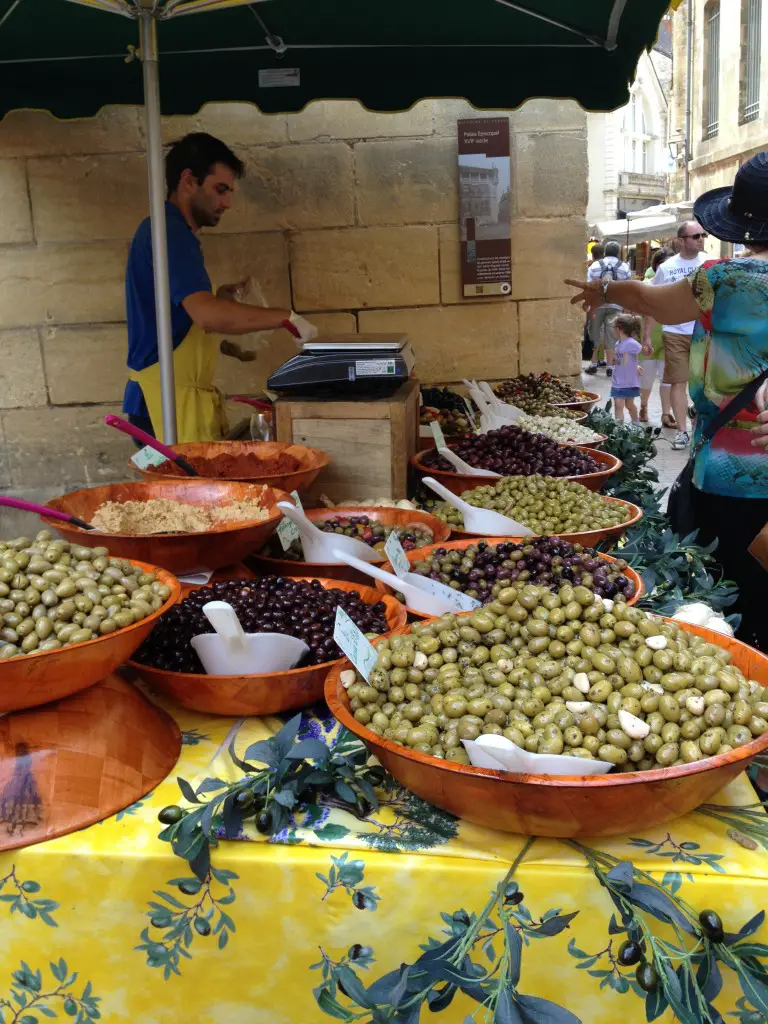 Olives for sale at Sarlat market