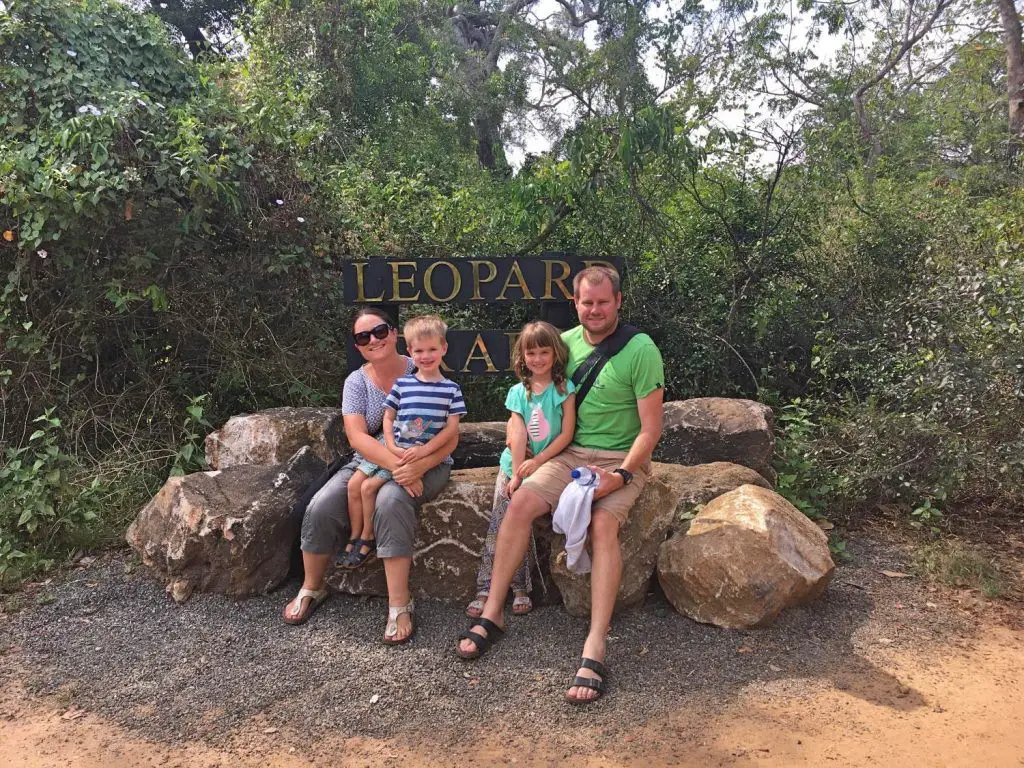 Us at the entrance to the Leopard Trails camp.