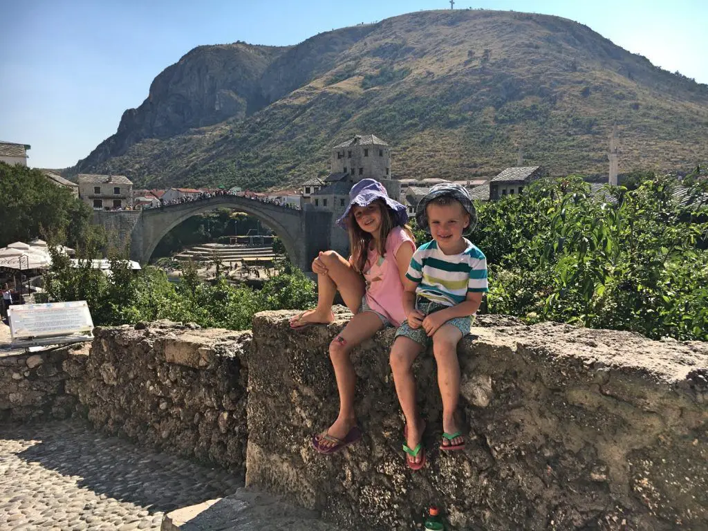 The little people enjoying Mostar in Bosnia.