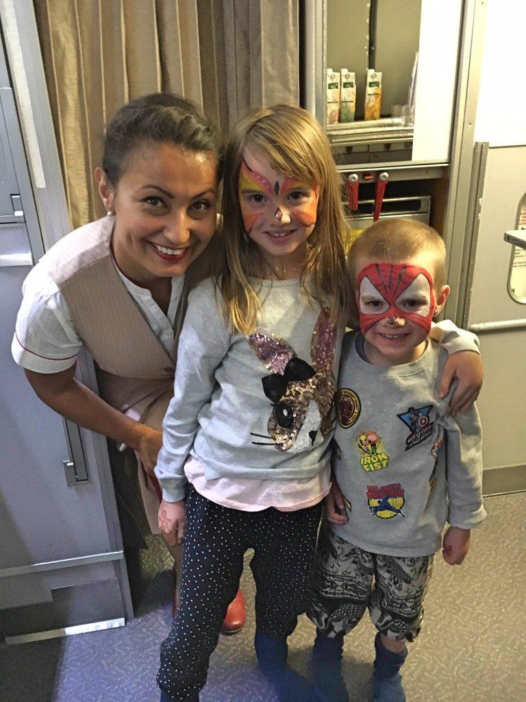 Face painting with Emirates crew