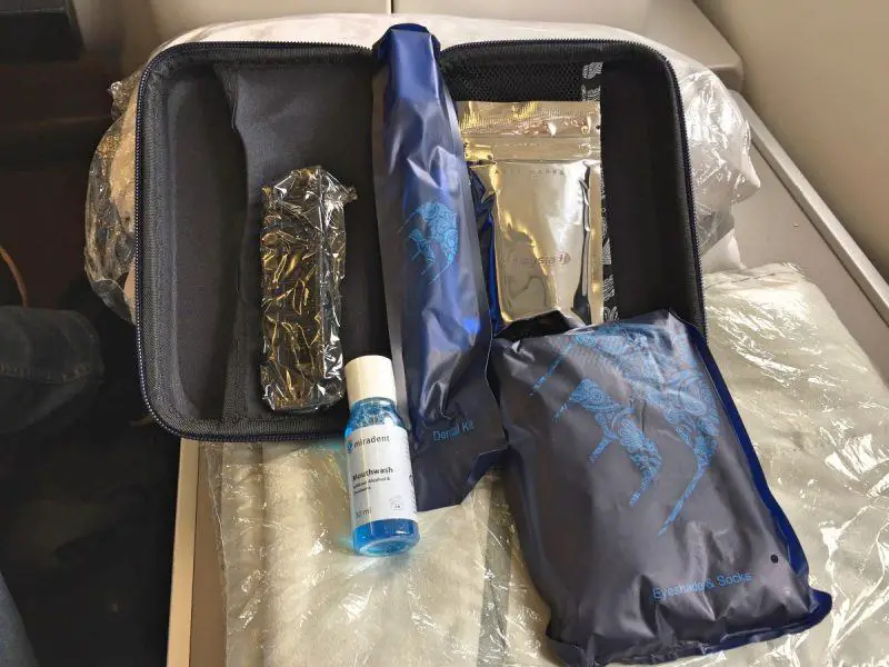 malaysia airline business class review - the toiletry bag on board