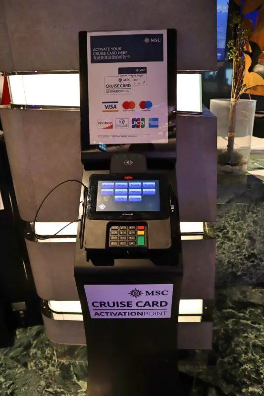 One of the cruise card activation points all around MSC new ship.