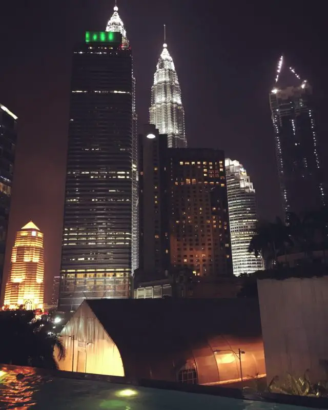 Night view of Kuala Lumpur from the pool at Impiana KLCC Hotel
